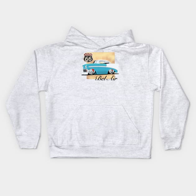 ‘56 Chevrolet Bel Air Kids Hoodie by ScarabMotorsports